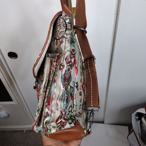 Sakroots Boho Canvas Convertible Bag Backpack Crossbody Owl Bird Floral 11x13x3 - Picture 5 of 10